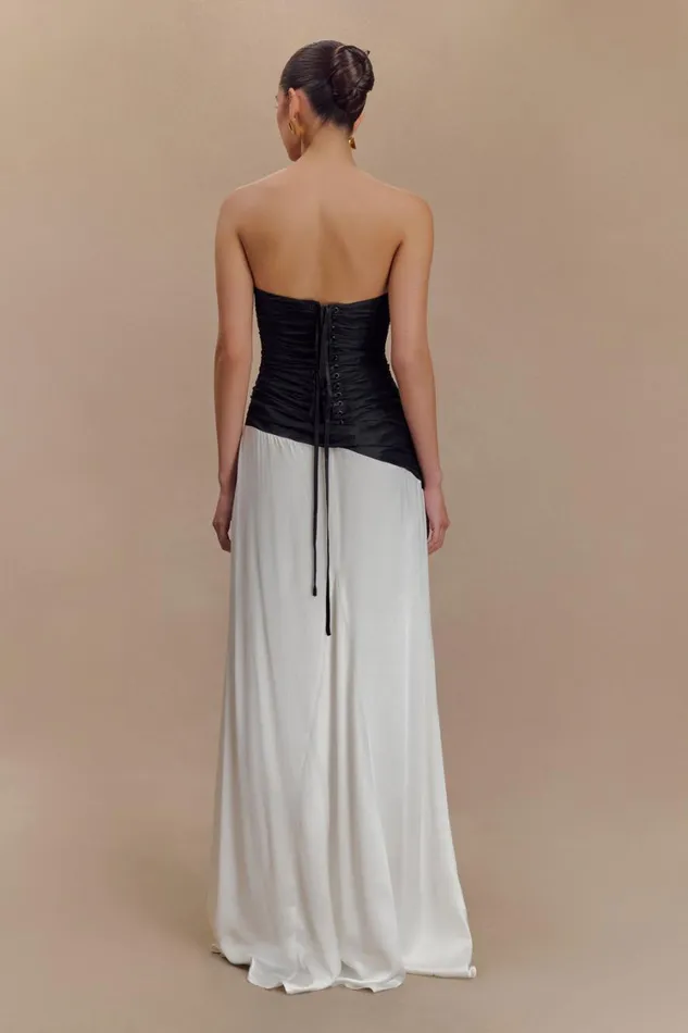 Women Meshki Dresses Serena Strapless Taffeta Maxi Dress 8211 WhiteBlack