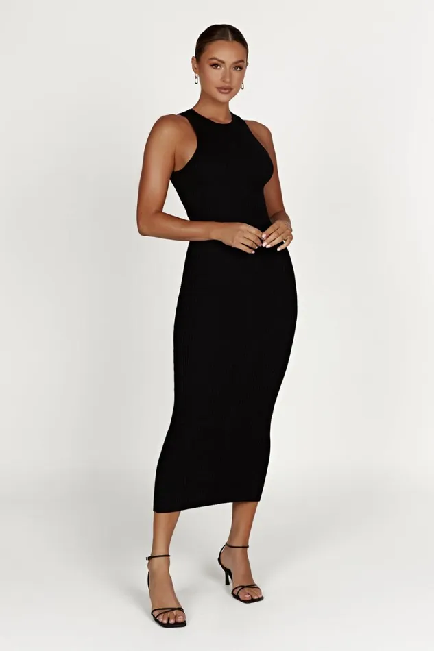Women Meshki Dresses Sienna Knit Midi Dress 8211 Black