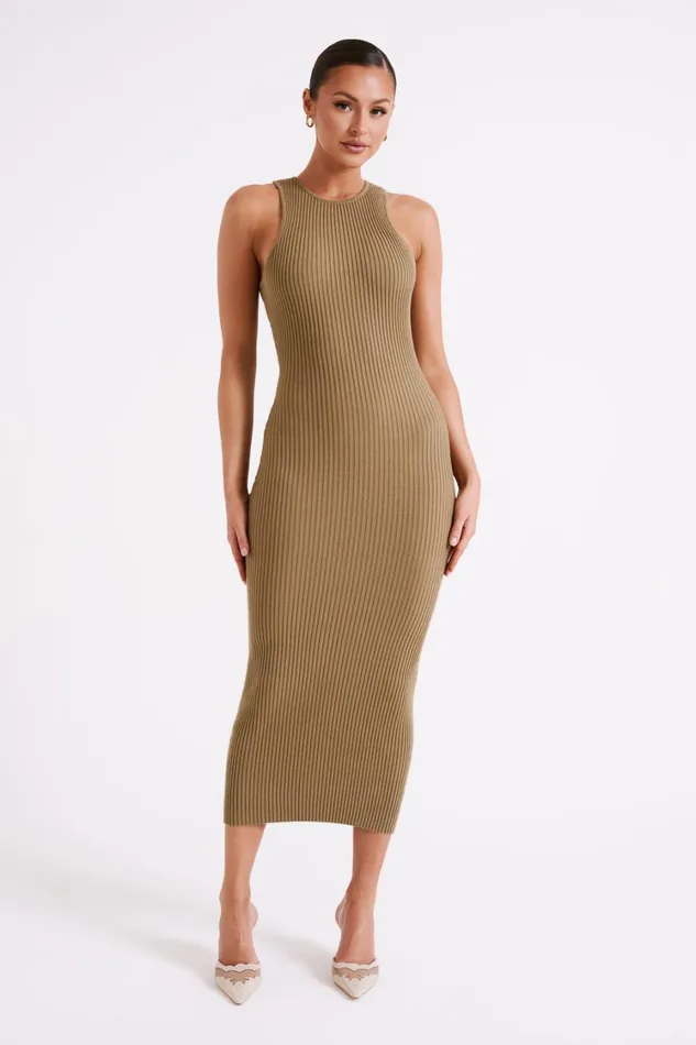 Women Meshki Dresses Sienna Knit Midi Dress 8211 Olive