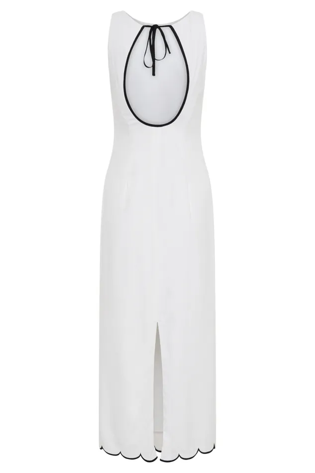 Women Meshki Dresses Sofiane Scalloped Linen Midi Dress 8211 Ivory