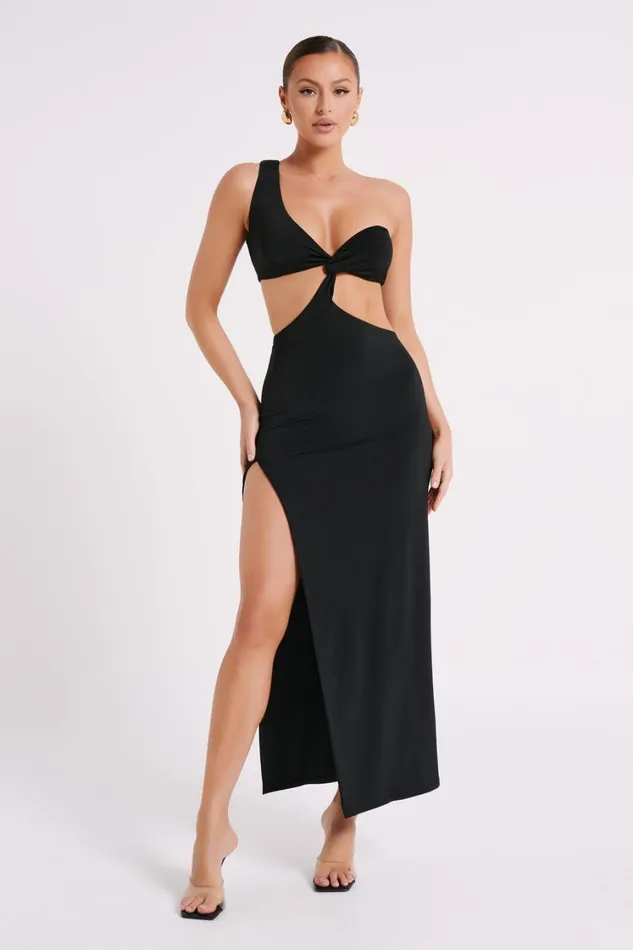 Women Meshki Dresses Solana One Shoulder Maxi Dress 8211 Black