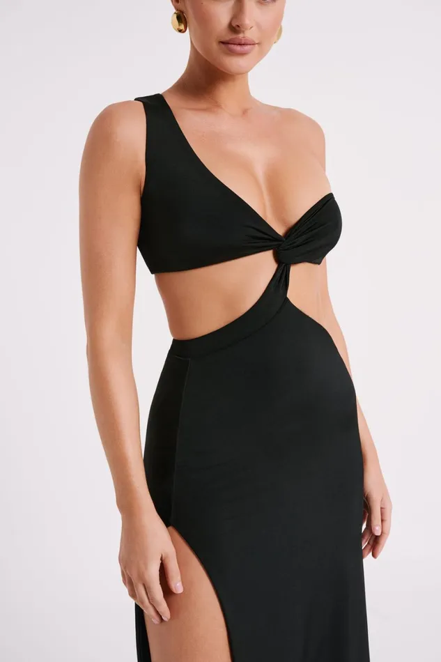 Women Meshki Dresses Solana One Shoulder Maxi Dress 8211 Black