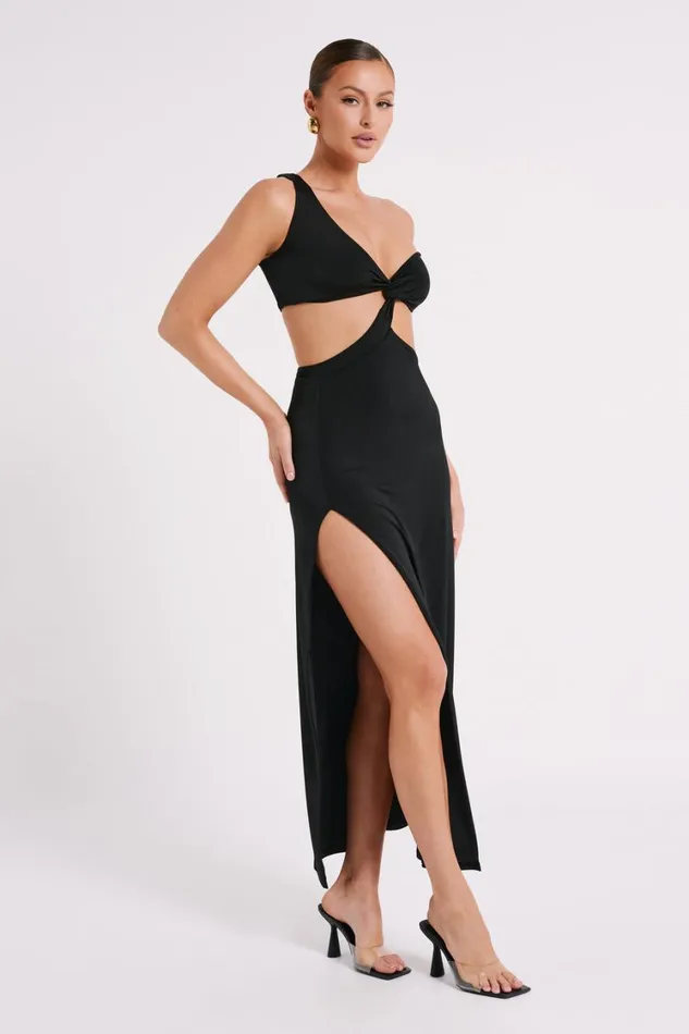 Women Meshki Dresses Solana One Shoulder Maxi Dress 8211 Black