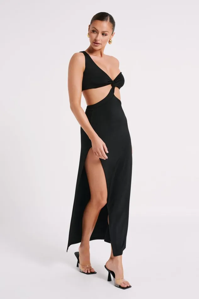 Women Meshki Dresses Solana One Shoulder Maxi Dress 8211 Black