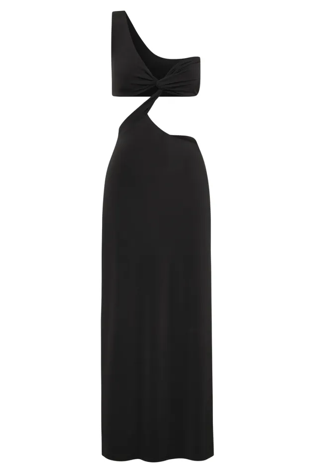 Women Meshki Dresses Solana One Shoulder Maxi Dress 8211 Black