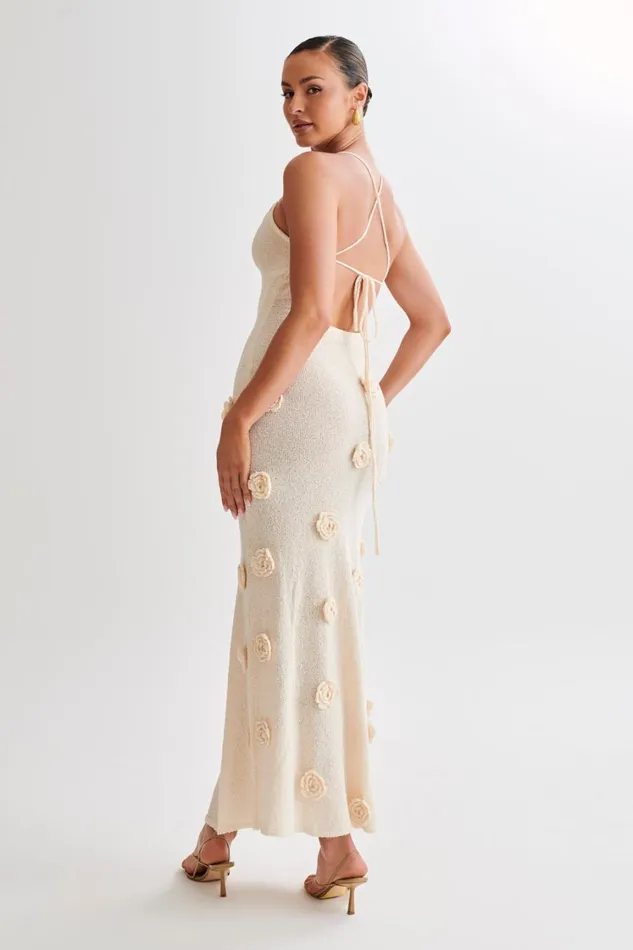 Women Meshki Dresses Suki Knit Maxi Dress With Flowers 8211 Nude