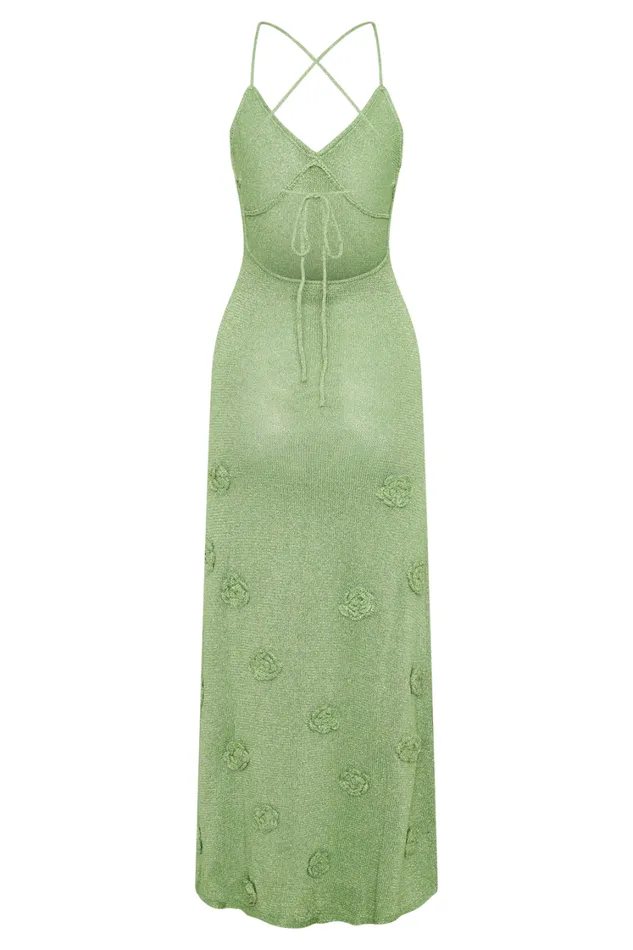 Women Meshki Dresses Suki Metallic Knit Maxi Dress 8211 Pastel Green