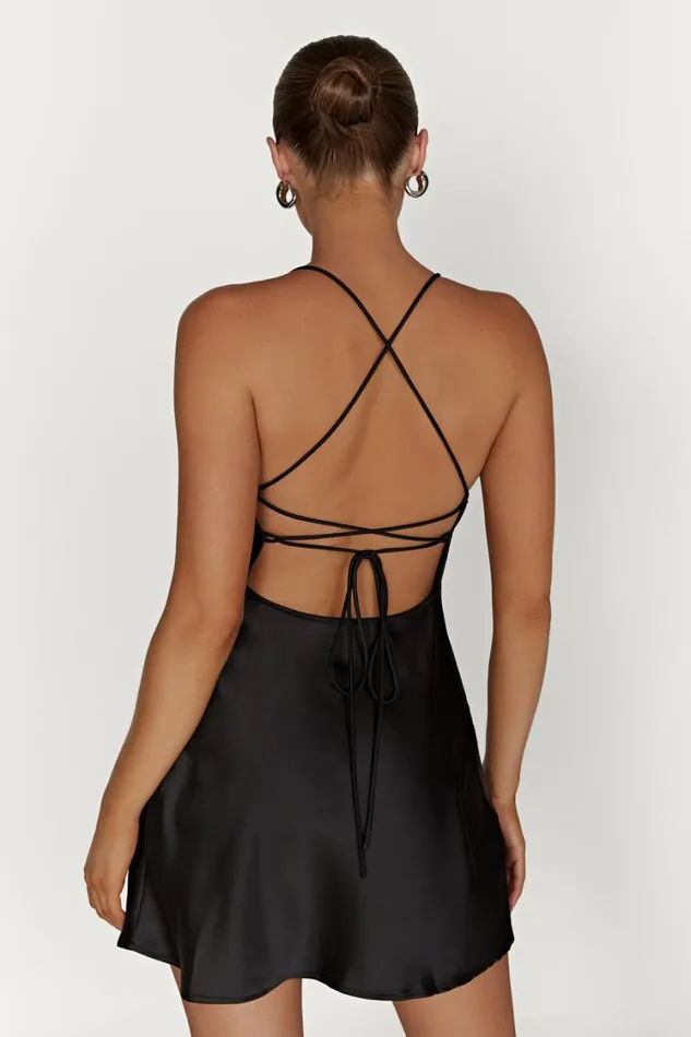 Women Meshki Dresses Sydney Mini Satin Dress 8211 Black