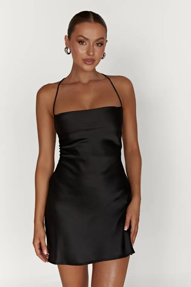 Women Meshki Dresses Sydney Mini Satin Dress 8211 Black
