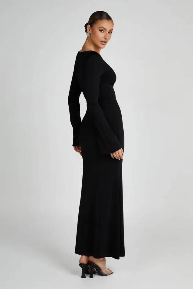 Women Meshki Dresses Tarna Slinky Fishtail Maxi Dress 8211 Black