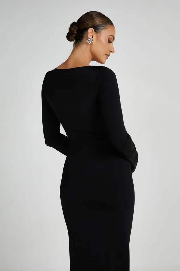 Women Meshki Dresses Tarna Slinky Fishtail Maxi Dress 8211 Black