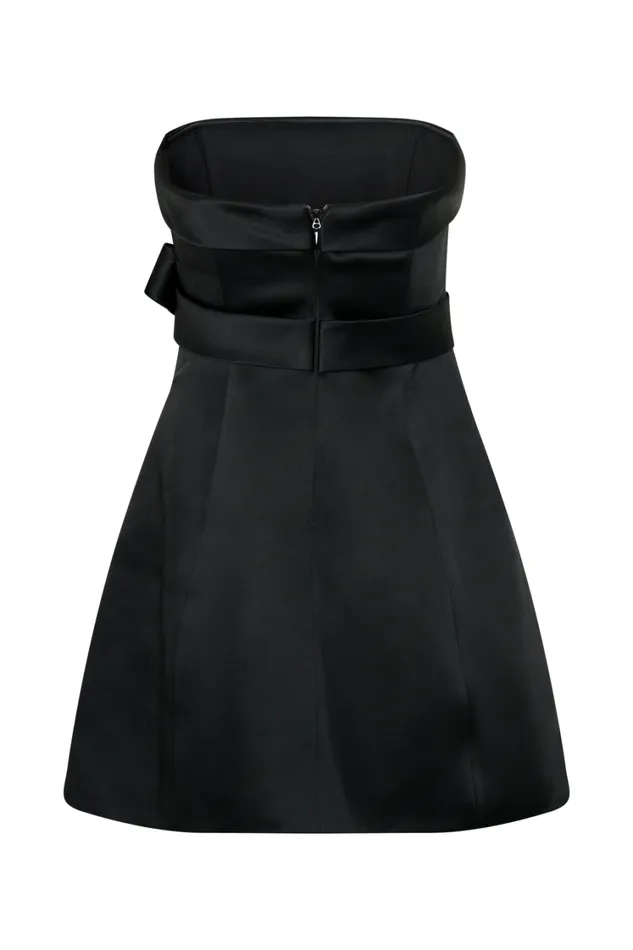Women Meshki Dresses Tatiana Satin Strapless Bow Mini Dress 8211 Black