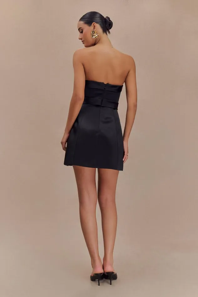Women Meshki Dresses Tatiana Satin Strapless Bow Mini Dress 8211 Black