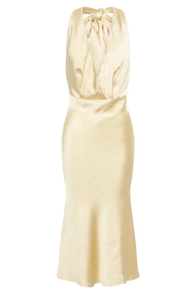 Women Meshki Dresses Terri Satin Cowl Midi Dress 8211 Butter