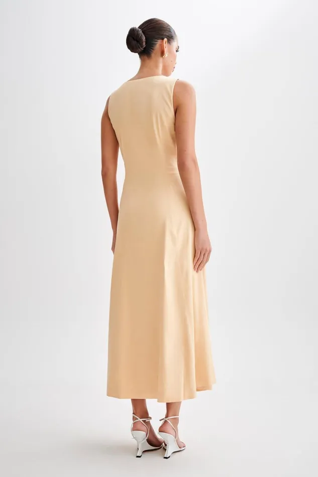 Women Meshki Dresses Theodora Cotton Buttoned Midi Dress 8211 Peach