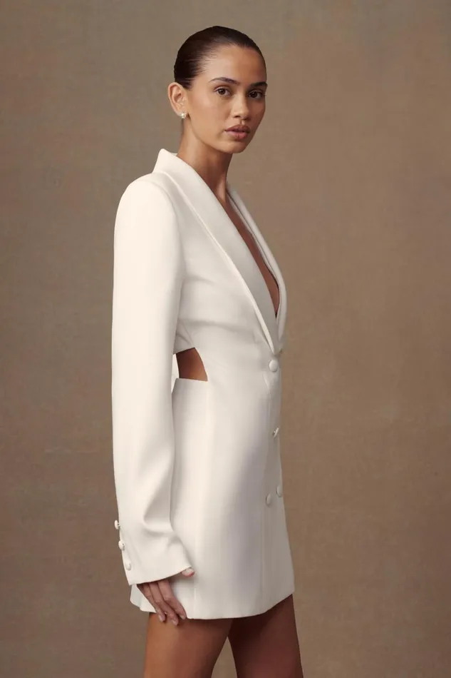 Women Meshki Dresses Trinity Crepe Blazer Dress 8211 White