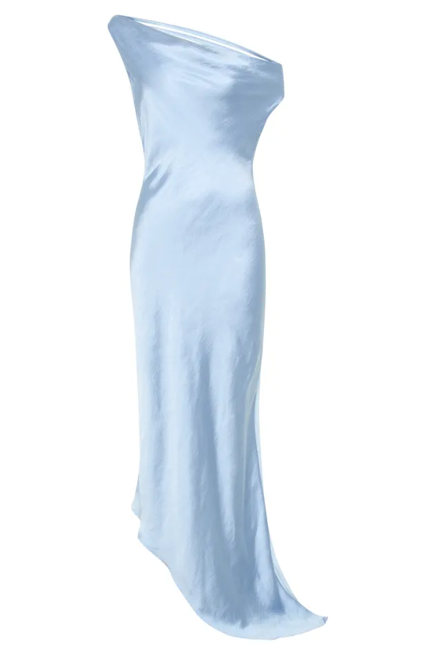 Women Meshki Dresses Yvette Slip Maxi Dress With Asymmetrical Hem 8211 Cornflower Blue