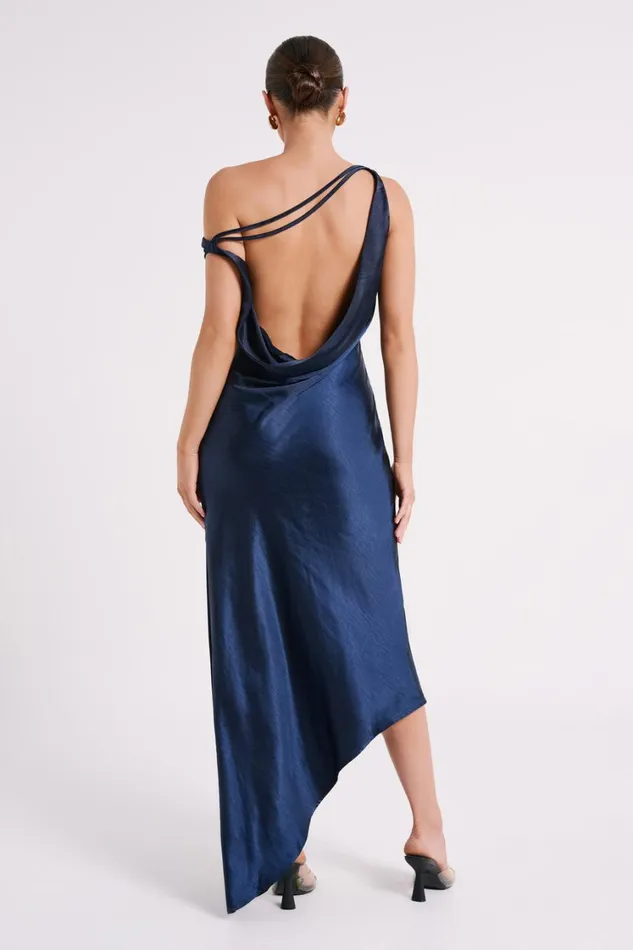 Women Meshki Dresses Yvette Slip Maxi Dress With Asymmetrical Hem 8211 Navy