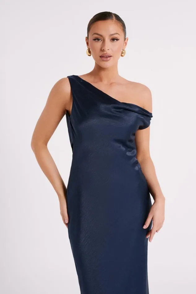Women Meshki Dresses Yvette Slip Maxi Dress With Asymmetrical Hem 8211 Navy