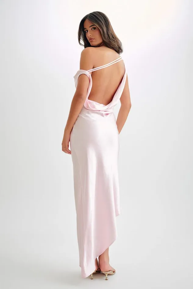 Women Meshki Dresses Yvette Slip Maxi Dress With Asymmetrical Hem 8211 Pale Pink