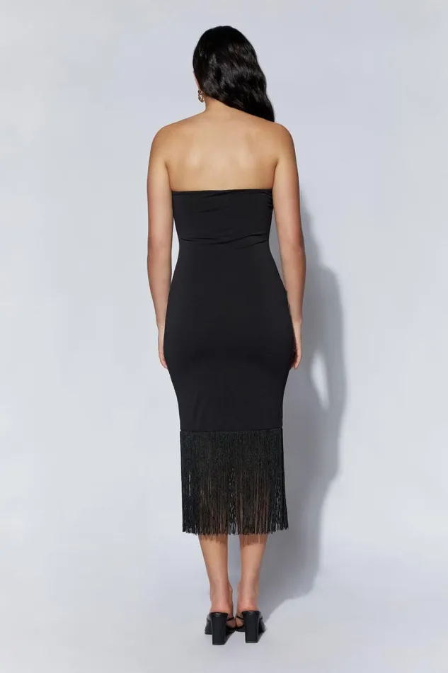 Women Meshki Dresses Zarina Strapless Fringe Dress 8211 Black Women Meshki Dresses Zarina Strapless Fringe Dress 8211 Black