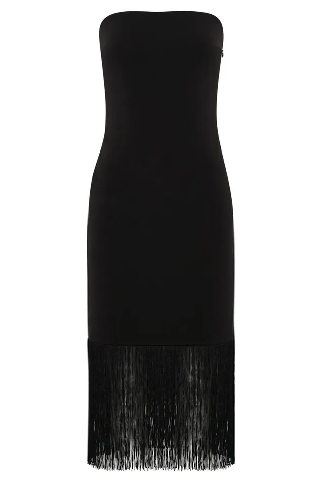 Women Meshki Dresses Zarina Strapless Fringe Dress 8211 Black Women Meshki Dresses Zarina Strapless Fringe Dress 8211 Black