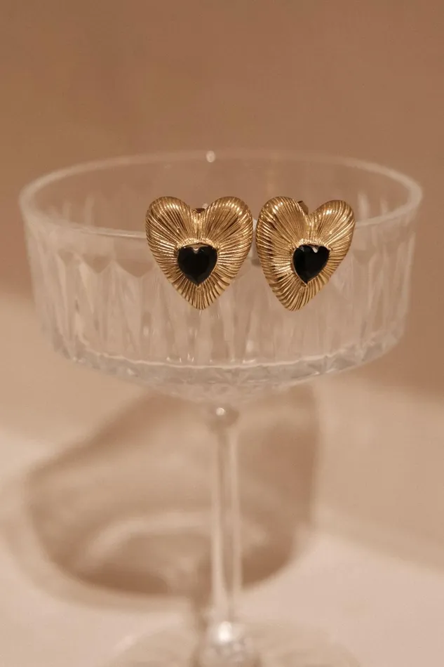Women Meshki Jewellery Amore Heart Earrings 8211 Gold