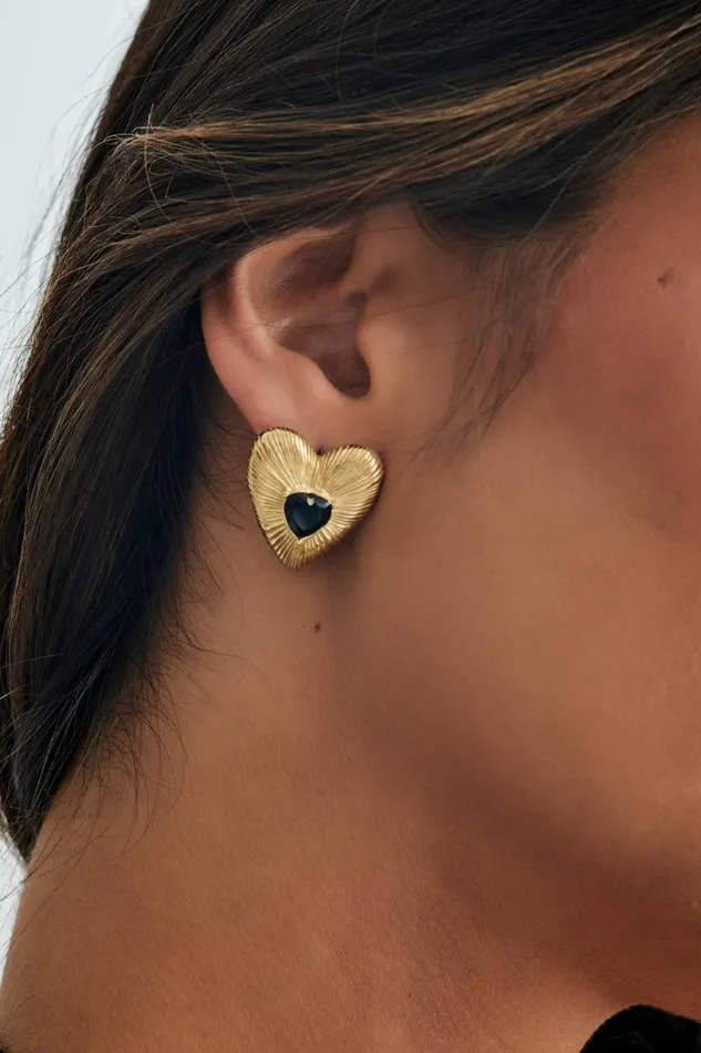 Women Meshki Jewellery Amore Heart Earrings 8211 Gold