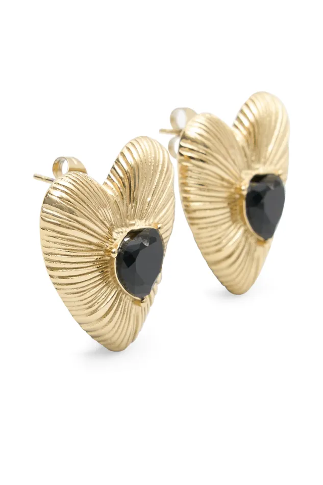 Women Meshki Jewellery Amore Heart Earrings 8211 Gold