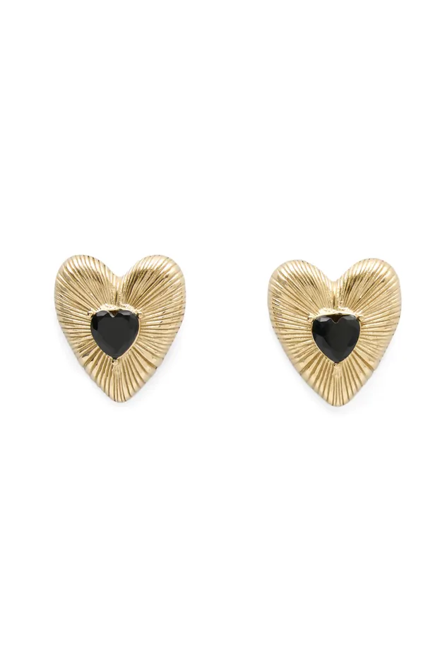 Women Meshki Jewellery Amore Heart Earrings 8211 Gold