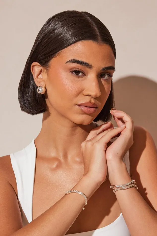 Women Meshki Jewellery Katia Hoop Earrings 8211 Silver