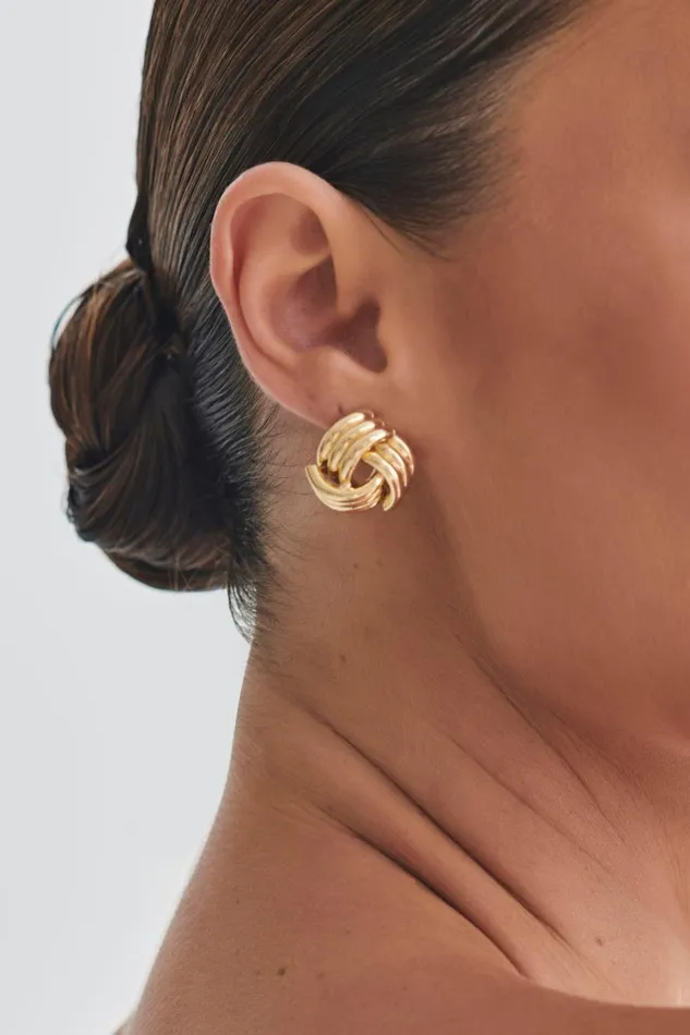Women Meshki Jewellery Rowan Knotted Earrings 8211 Gold