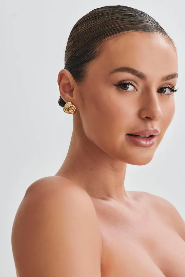 Women Meshki Jewellery Rowan Knotted Earrings 8211 Gold