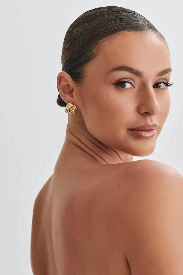 Women Meshki Jewellery Rowan Knotted Earrings 8211 Gold
