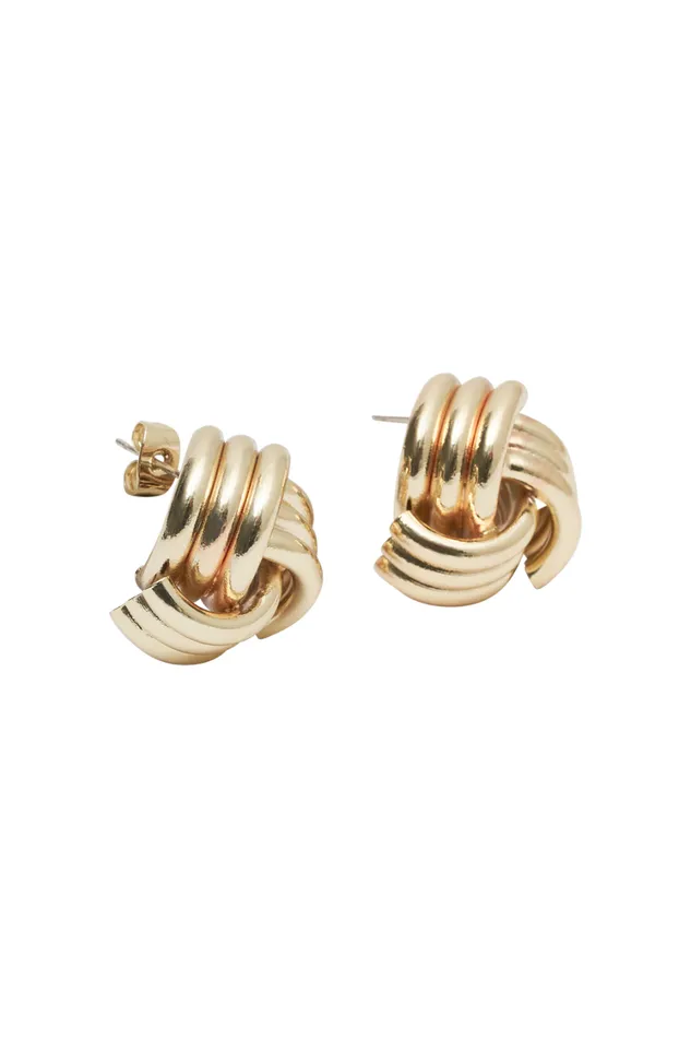 Women Meshki Jewellery Rowan Knotted Earrings 8211 Gold