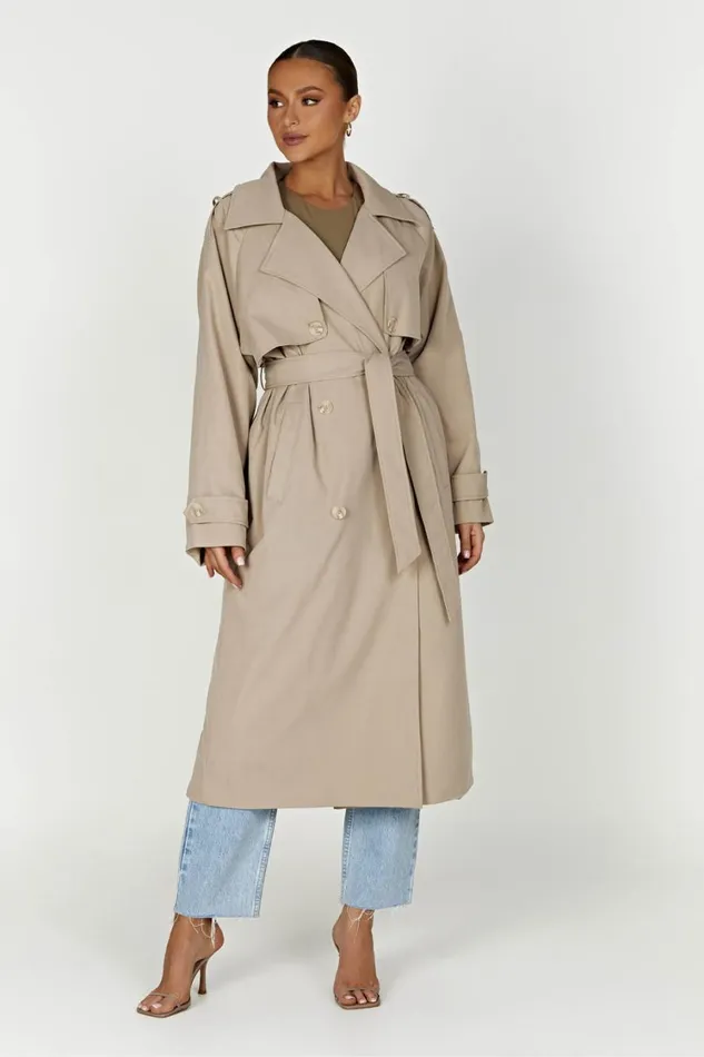 Women Meshki Outerwear Andreas Oversized Trench Coat 8211 Beige
