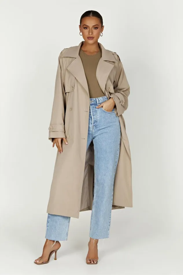 Women Meshki Outerwear Andreas Oversized Trench Coat 8211 Beige