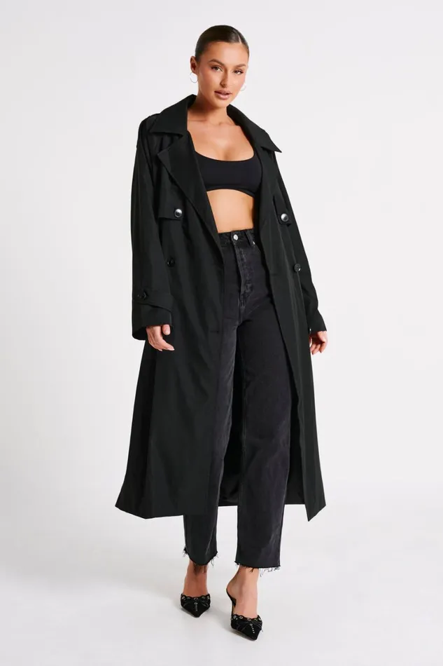 Women Meshki Outerwear Andreas Oversized Trench Coat 8211 Black