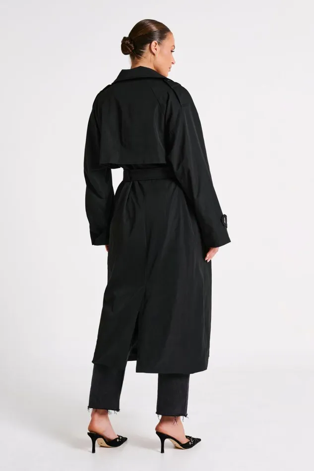 Women Meshki Outerwear Andreas Oversized Trench Coat 8211 Black