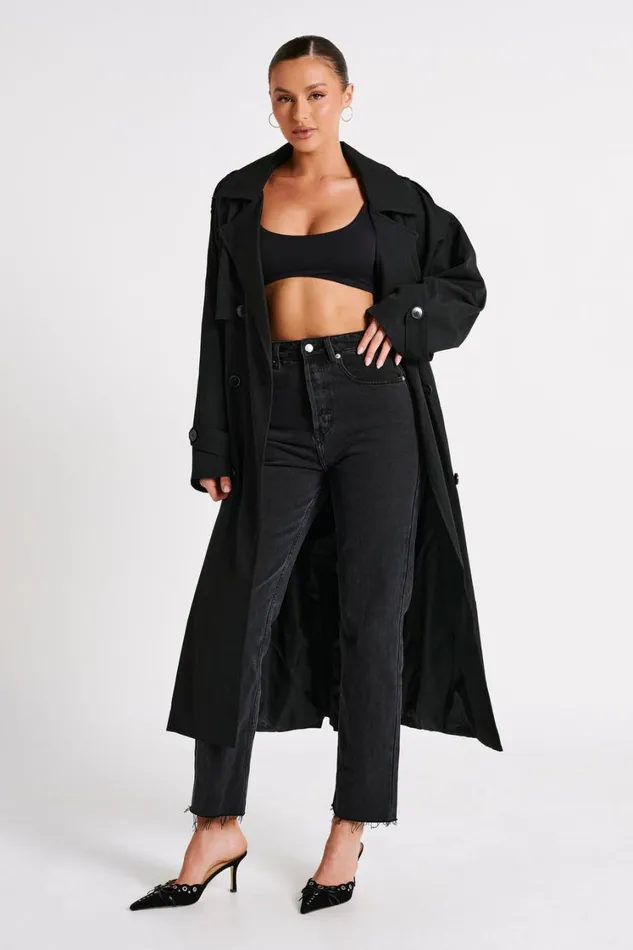 Women Meshki Outerwear Andreas Oversized Trench Coat 8211 Black