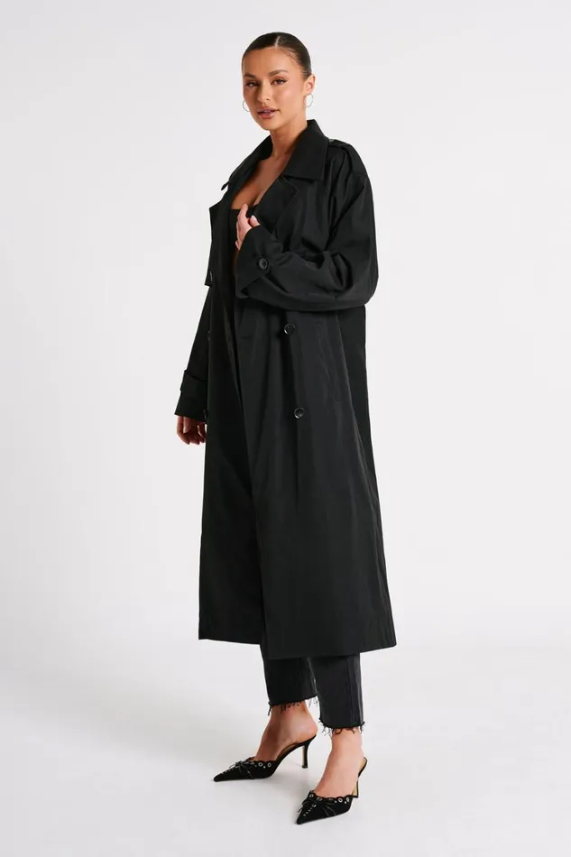 Women Meshki Outerwear Andreas Oversized Trench Coat 8211 Black