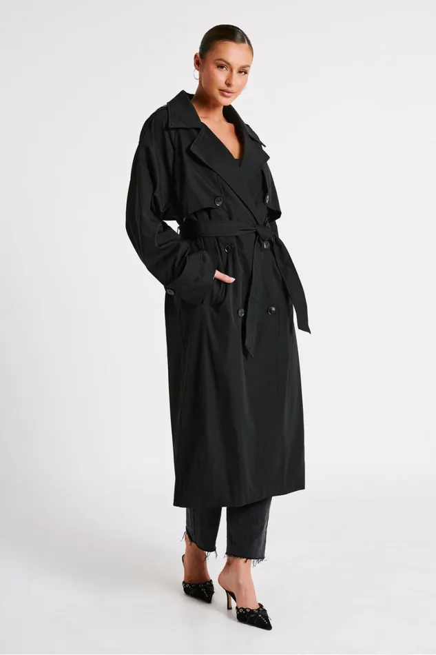 Women Meshki Outerwear Andreas Oversized Trench Coat 8211 Black