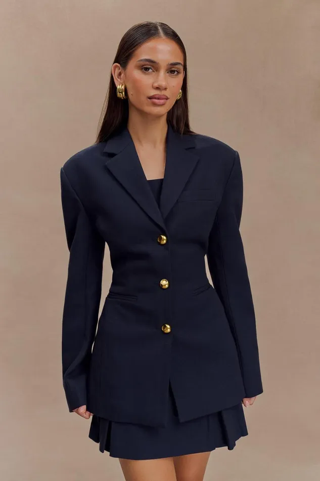 Women Meshki Outerwear Bellamy Cinched Blazer 8211 Dark Navy