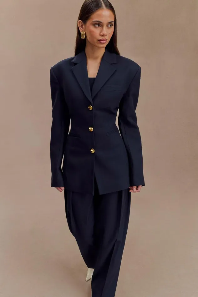 Women Meshki Outerwear Bellamy Cinched Blazer 8211 Dark Navy