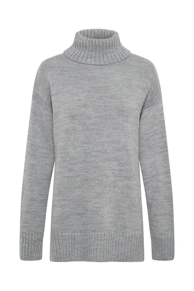 Women Meshki Outerwear Brittany High Neck Knit Jumper 8211 Grey Marle