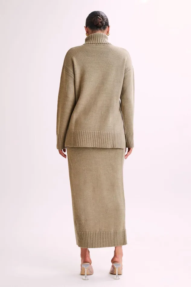 Women Meshki Outerwear Brittany High Neck Knit Jumper 8211 Taupe