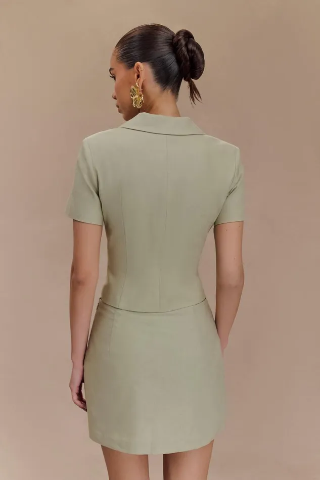 Women Meshki Outerwear Ciara Linen Jacket 8211 Basil
