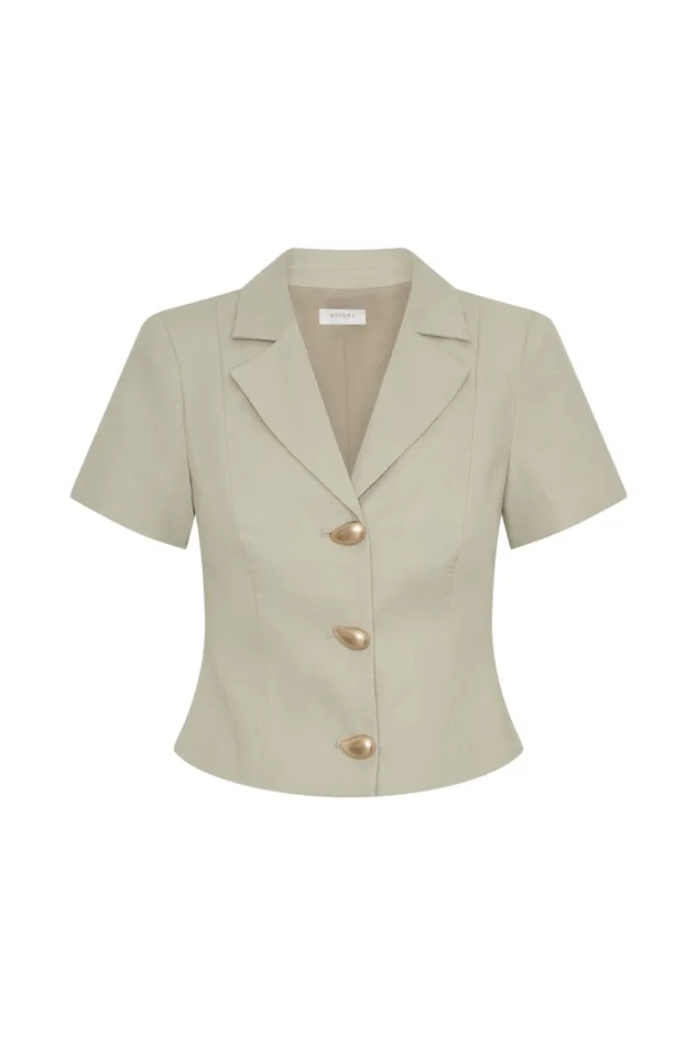 Women Meshki Outerwear Ciara Linen Jacket 8211 Basil