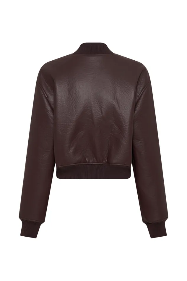 Women Meshki Outerwear Codi Faux Leather Bomber Jacket 8211 Merlot