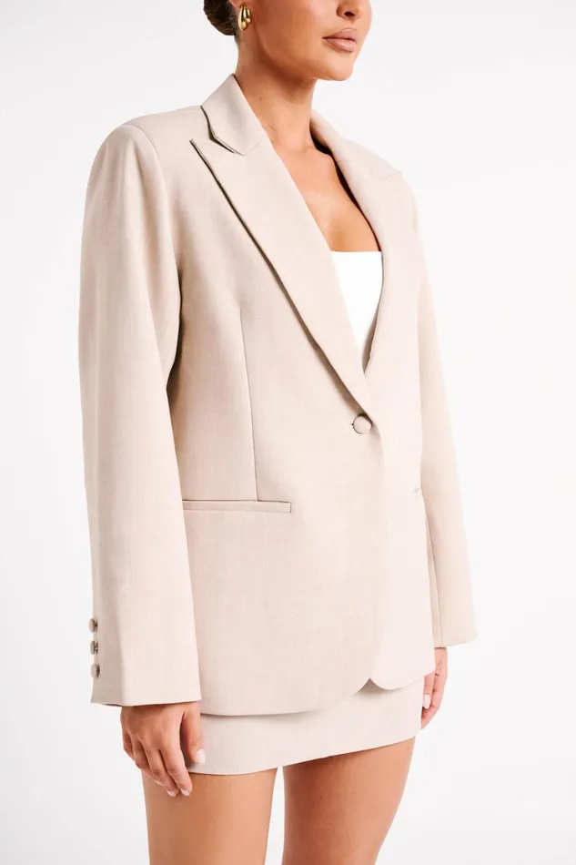 Women Meshki Outerwear Drew Oversized Textured Blazer 8211 Natural